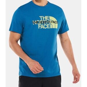 Men's the North Face Graphic T-Shirt Teal Yellow Blue XXL 2XL‎ 100% Cotton
